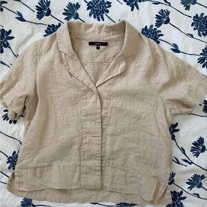 Quince 100% European Linen Short Sleeve Shirt, Women’s Size M